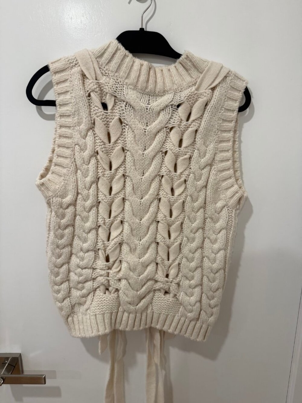 Zara Cream Cable-Knit Sweater Vest - Size S